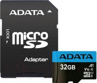 Карты памяти ADATA Premier AUSDH32GUICL10A1-RA1 microSDHC 32GB (с адаптером) [AUSDH32GUICL10A1-RA1]