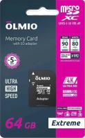 Карты памяти Olmio microSDXC 64GB Extreme UHS-I (U3)