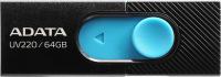 USB Flash ADATA UV220 64GB (черный/голубой) [AUV220-64G-RBKBL]