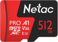 Карты памяти Netac MicroSDXC 512GB V30/A1/C10 Netac P500 Extreme Pro с адаптером [NT02P500PRO-512G-R]