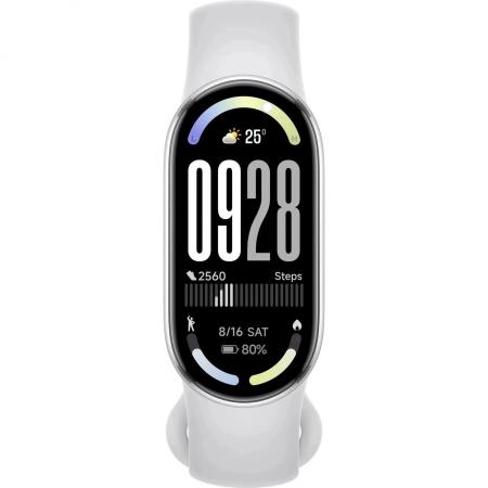 Умные часы и браслеты Xiaomi Smart Band 10 M2459B1 (серебристый, с белым силиконовым ремешком, международная версия) [BHR07PSGL]