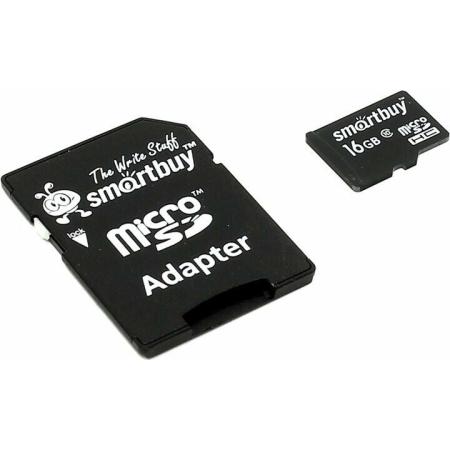 Карты памяти SmartBuy microSDHC (Class 10) 16 Гб + SD адаптер (SB16GBSDCL10-01)