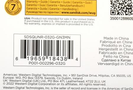 Карты памяти SanDisk Ultra microSDHC SDSQUNR-032G-GN3MN 32GB [SDSQUNR-032G-GN3MN]