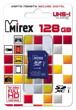 Карты памяти Mirex microSDXC UHS-I (Class 10) 128GB + адаптер [13613-AD10S128] [13613-AD10S128]