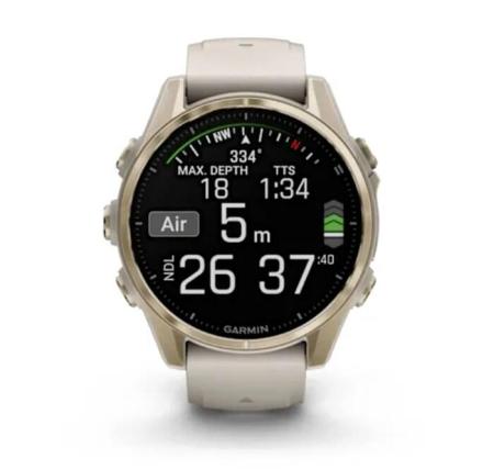Умные часы и браслеты Garmin Fenix 8 Sapphire 43мм (золотистый, дымчато-серый ремешок) [010-02903-11]