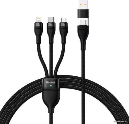 Кабели, адаптеры, разветвители Baseus CASS030101 USB-C/A - USB-C, microUSB, Lightning (1.2 м, черный) [CASS030101]