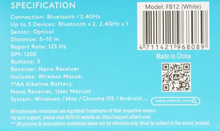 Мыши A4Tech Fstyler FB12 (белый)