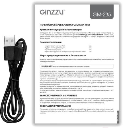 Беспроводные и портативные колонки Ginzzu GM-235