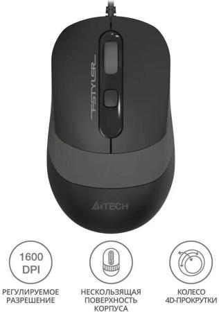 Мыши A4Tech Fstyler FM10S (серый/черный) [FM10S USB Grey, 4711421950169]