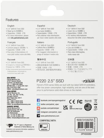 SSD Patriot P220 2TB P220S2TB25 [P220S2TB25]