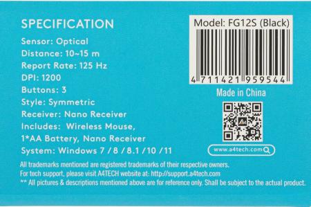 Мыши A4Tech FG12S (черный)