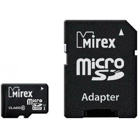 Карты памяти Mirex microSDHC UHS-I (Class 10) 16GB + адаптер [13613-ADSUHS16] [13613-ADSUHS16]