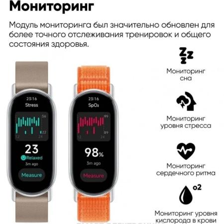 Умные часы и браслеты Xiaomi Smart Band 9 (серебристый, со светло-серым силиконовым ремешком, международная версия) [BHR8340GL]