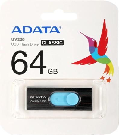 USB Flash ADATA UV220 64GB (черный/голубой) [AUV220-64G-RBKBL]