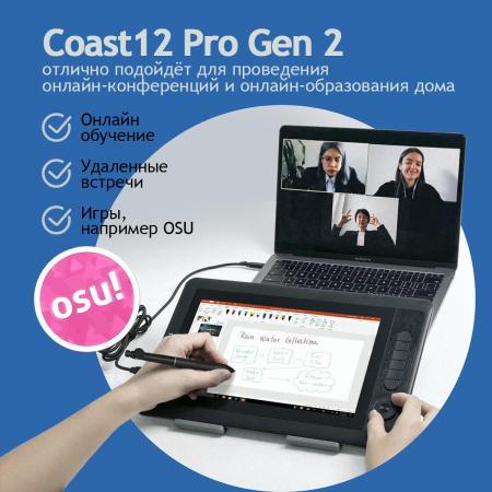 Графические планшеты Parblo Coast 12 Pro Gen2 (черный)