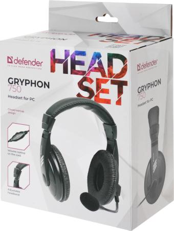 Наушники и гарнитуры Defender Gryphon 750 (черный) [63750, 4714033637503]