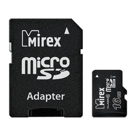 Карты памяти Mirex microSDHC UHS-I (Class 10) 16GB + адаптер [13613-ADSUHS16] [13613-ADSUHS16]