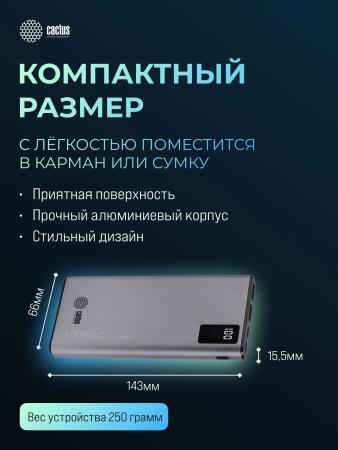 Портативные зарядные устройства CACTUS CS-PBFSLT-10000 (серый) [CS-PBFSLT-10000]