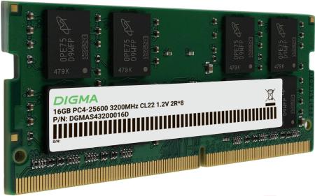 Оперативная память Digma 16ГБ DDR4 SODIMM 3200 МГц DGMAS43200016D [DGMAS43200016D, 1835825]
