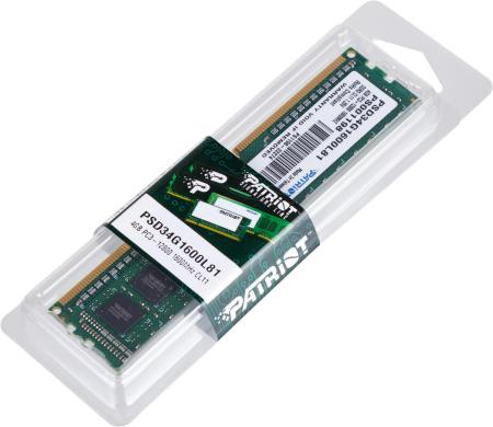 Оперативная память Patriot 4GB DDR3 PC3-12800 [PSD34G1600L81] [PSD34G1600L81]