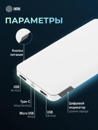 Портативные зарядные устройства CACTUS CS-PBFSKT-10000 (белый) [CS-PBFSKT-10000]
