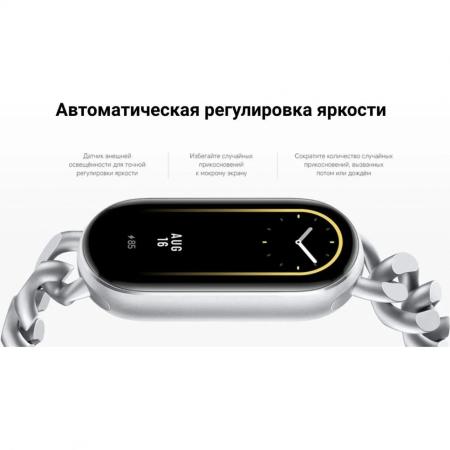 Умные часы и браслеты Xiaomi Smart Band 9 (серебристый, со светло-серым силиконовым ремешком, международная версия) [BHR8340GL]