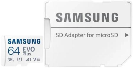 Карты памяти Samsung EVO Plus 2024 microSDXC 64GB (с адаптером) [MB-MC64SA, MB-MC64SA/EU]