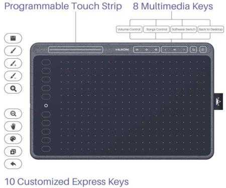 Графические планшеты Huion HS611 (серый космос)