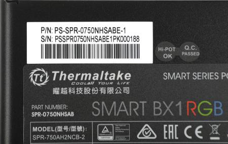 Блоки питания Thermaltake Smart BX1 RGB 750W SP-750AH2NKB-2 [PS-SPR-0750NHSABE-1]
