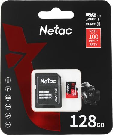 Карты памяти Netac P500 Extreme Pro 128GB NT02P500PRO-128G-R + адаптер [NT02P500PRO-128G-R]