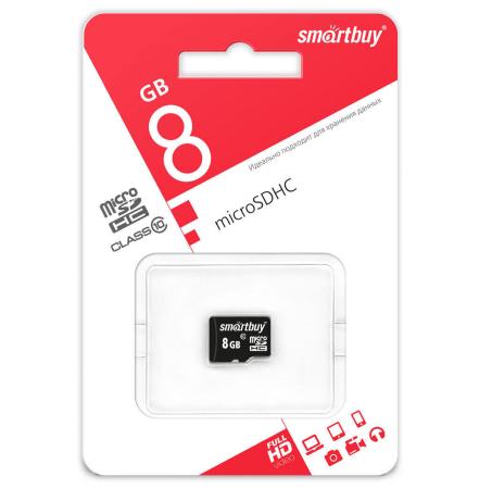 Карты памяти SmartBuy microSDHC (Class 10) 8 Гб + SD адаптер (SB8GBSDCL10-01)