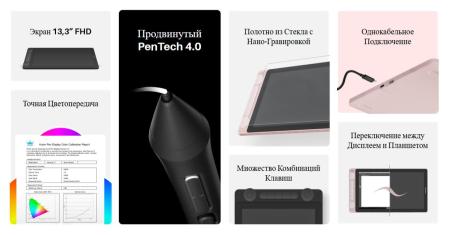 Графические планшеты Huion Kamvas 13 Gen 3 (розовый)