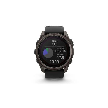 Умные часы и браслеты Garmin Fenix 8 Solar, Sapphire 51мм (титановый угольно-серый с DLC-покрытием и черным ремешком) [010-02907-11]