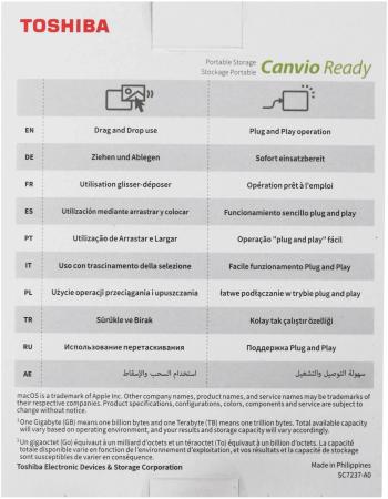 Внешние накопители Toshiba Canvio Ready 2TB HDTP320EK3AA [HDTP320EK3AA]