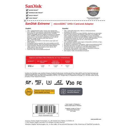 Карты памяти SanDisk Extreme SDSQXAV-512G-GN6MA microSDXC 512GB [SDSQXAV-512G-GN6MA]