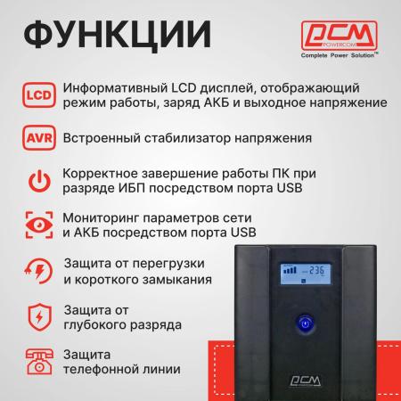 Источники бесперебойного питания Powercom RPT-2000AP LCD