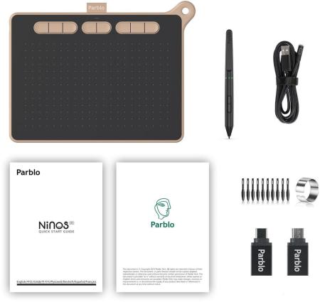 Графические планшеты Parblo Ninos M (розовый)