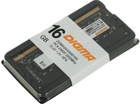 Оперативная память Digma 16ГБ DDR4 SODIMM 3200 МГц DGMAS43200016S [DGMAS43200016S, 1784389]