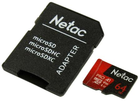Карты памяти Netac P500 Extreme Pro 64GB NT02P500PRO-064G-R + адаптер [NT02P500PRO-064G-R]