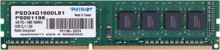 Оперативная память Patriot 4GB DDR3 PC3-12800 [PSD34G1600L81] [PSD34G1600L81]