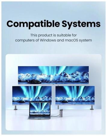 USB-хабы и док-станции Ugreen USB C Triple Display Docking Station 12-in-1 90325 [90325]
