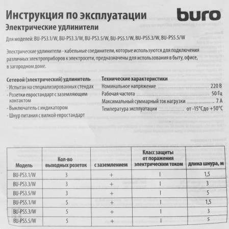 Стабилизаторы, сетевые фильтры, удлинители Buro BU-PS5.1/W