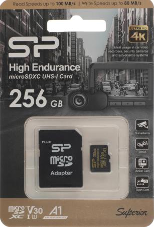 Карты памяти Silicon-Power Golden Series High Endurance microSDXC SP256GBSTXDV3V1HSP 256GB (с адаптером) [SP256GBSTXDV3V1HSP]