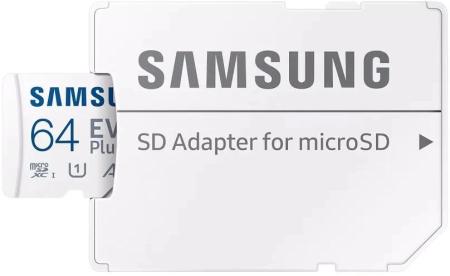 Карты памяти Samsung EVO Plus 2024 microSDXC 64GB (с адаптером) [MB-MC64SA, MB-MC64SA/EU]