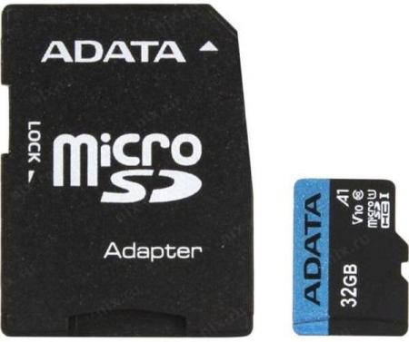 Карты памяти ADATA Premier AUSDH32GUICL10A1-RA1 microSDHC 32GB (с адаптером) [AUSDH32GUICL10A1-RA1]
