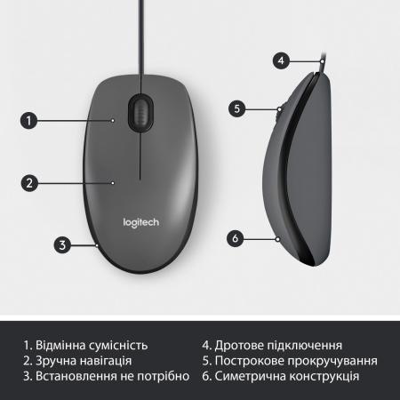 Мыши Logitech M100 (черный, обновленный дизайн) [910-006652]