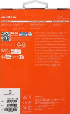 Внешние накопители ADATA HD330 AHD330-2TU31-CRD 2TB (красный) [AHD330-2TU31-CRD]