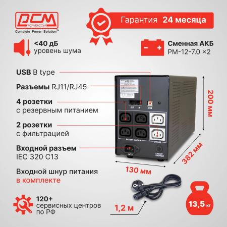 Источники бесперебойного питания Powercom Imperial IMP-1025AP 1025VA