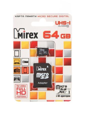 Карты памяти Mirex microSDXC UHS-I (Class 10) 64GB (13613-AD10SD64) [13613-AD10SD64]