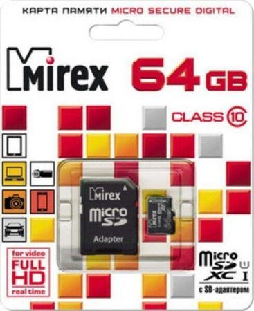 Карты памяти Mirex microSDXC UHS-I (Class 10) 64GB (13613-AD10SD64) [13613-AD10SD64]